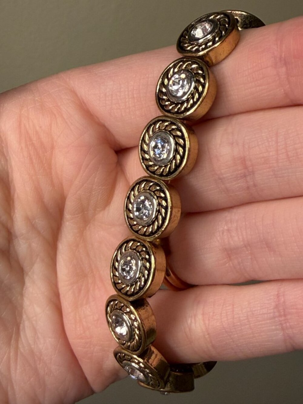 Women's Bronze/Gold Diamond Elastic Bracelet - Picture 3 of 4